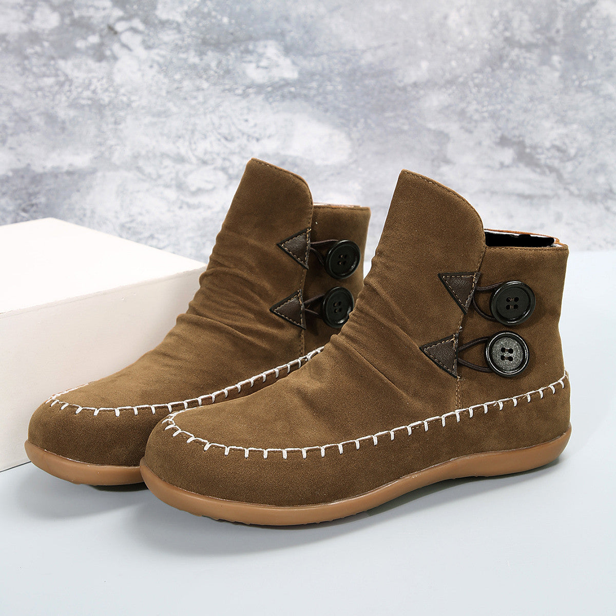 Button-Design Ankle Boots For Women