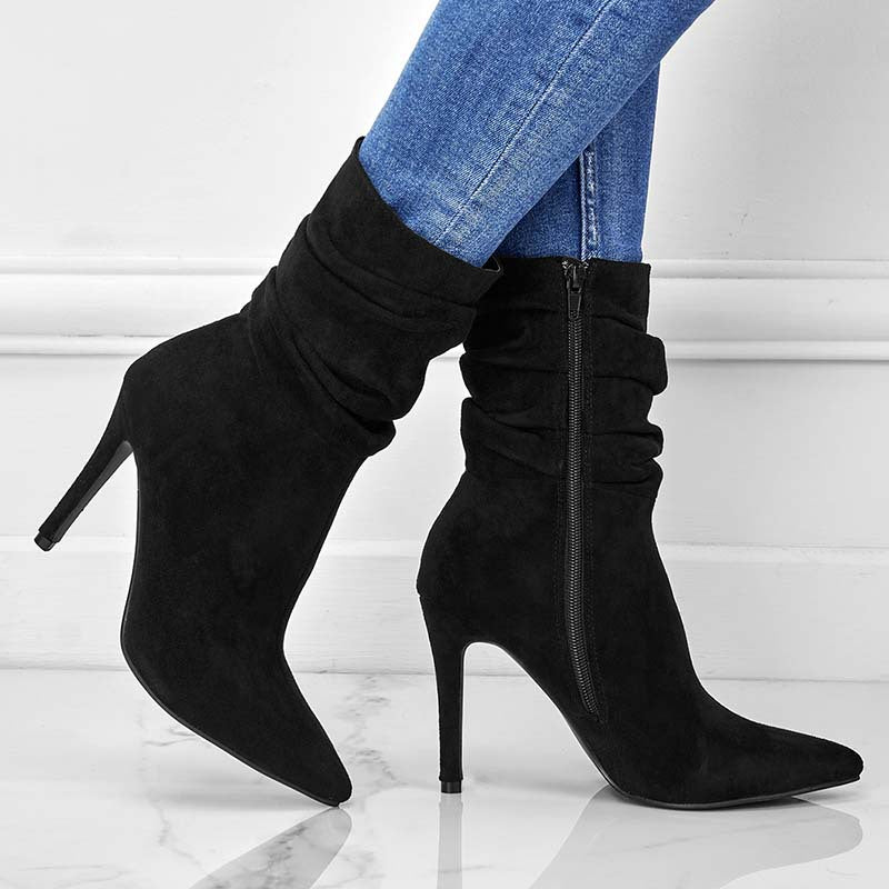 Pointed-Toe Stiletto Heel Ankle Boots