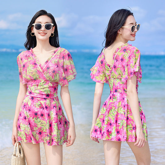 French-Style Floral Short Dress