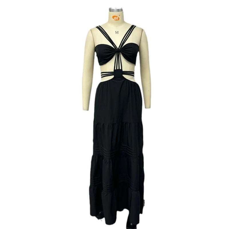 Tube-Top Solid-Colour Long Dress