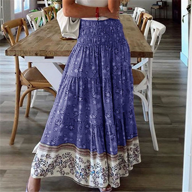 Printed High-Waist Casual Skirt