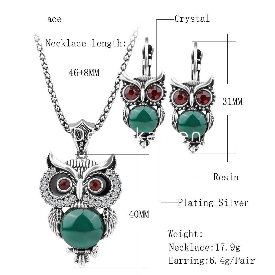 Owl Jewellery Set For Women - Necklace+Earrings