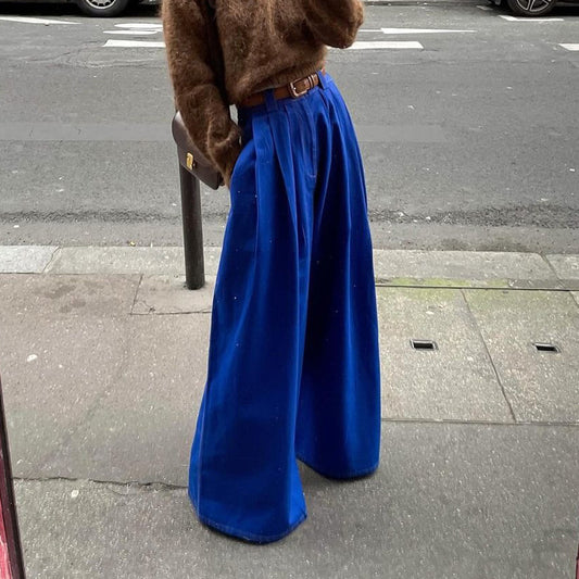Women's Double-Pocket Wide-Leg Trousers