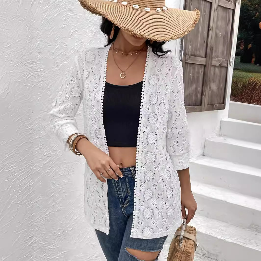 Elegant Lace Stitching Lace Cardigan Shawl