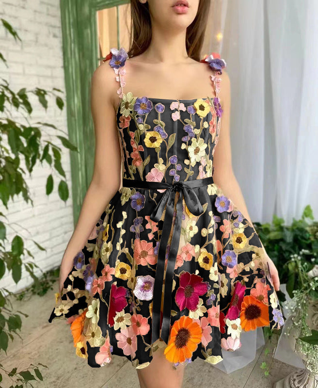 Three-Dimensional Flower Embroidery Dress