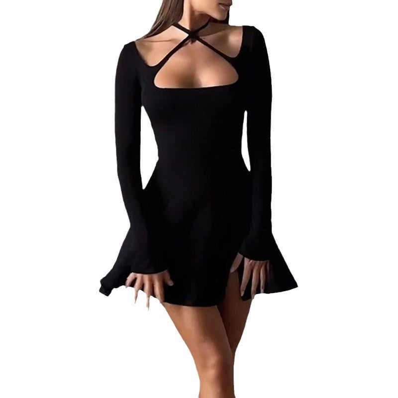 Elegant Square-Collar Mini Dress