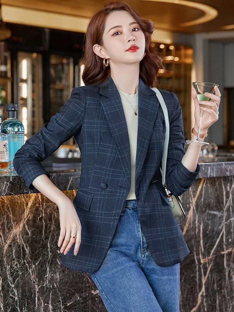 Plaid Suit Jacket For Women