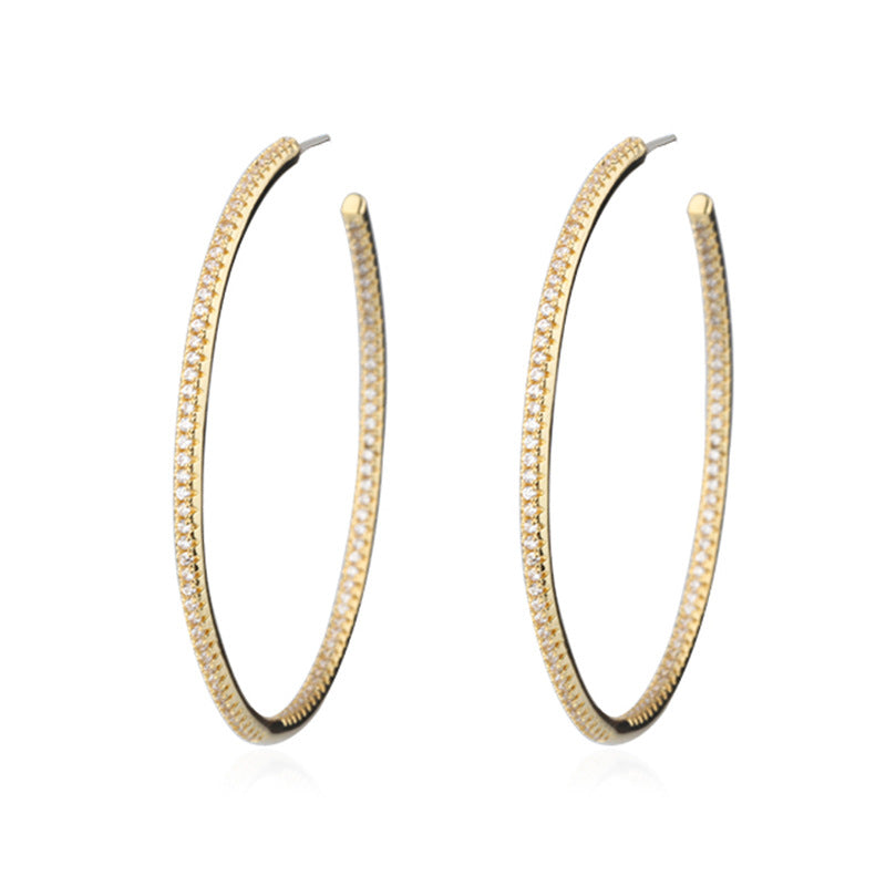 Sparkling Zircon Hoop Earrings