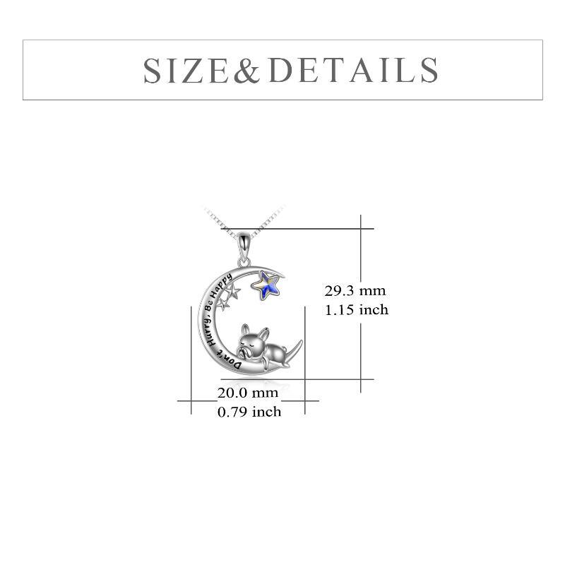 Sterling Silver French Bulldog Moon Pendant Necklace