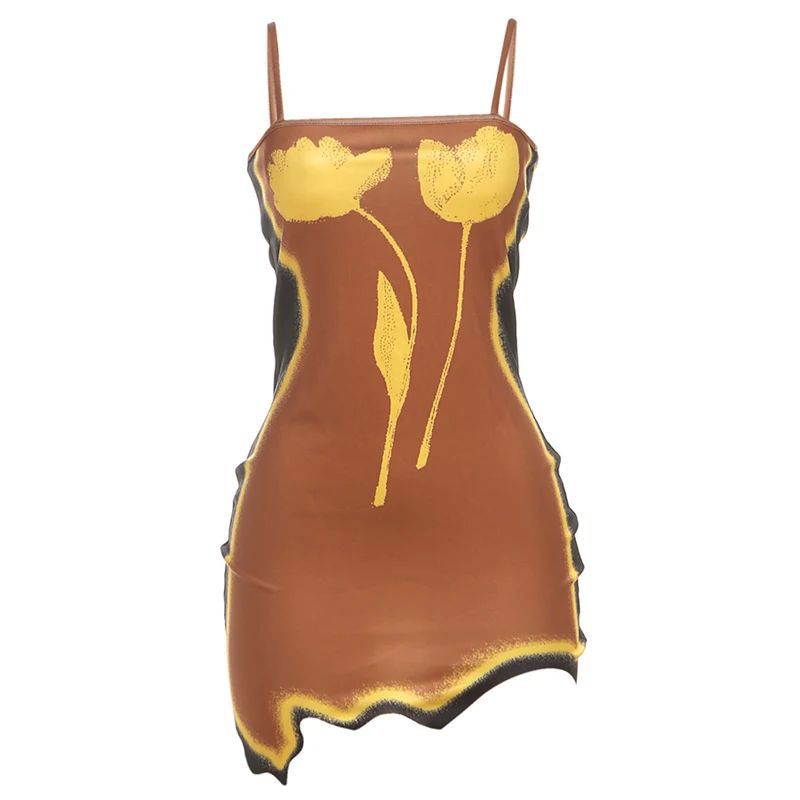 Printed Sleeveless Sling Dress