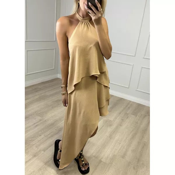 Crossbody Halter Layered Dress