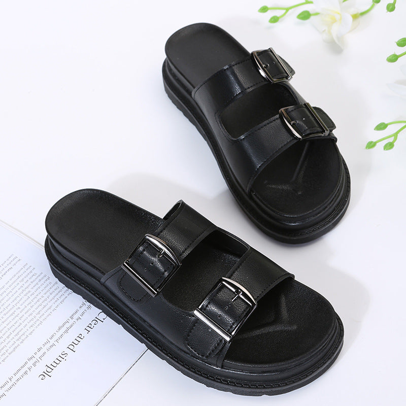 Double Buckle Platform Sandals