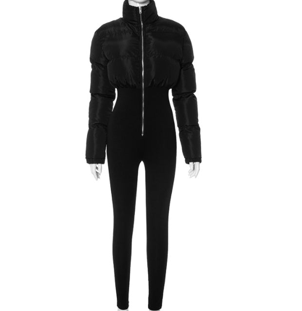 Cotton-Padded Short Jacket Jumpsuit