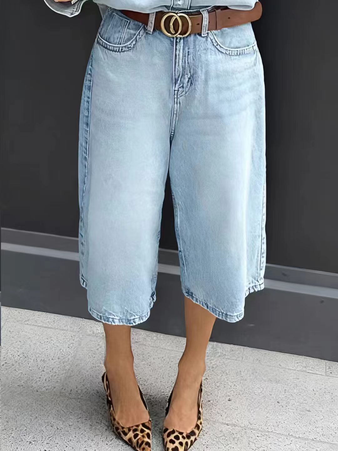 Slimming Bermuda Straight-leg Mid-length Pants