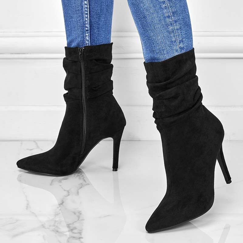 Pointed-Toe Stiletto Heel Ankle Boots