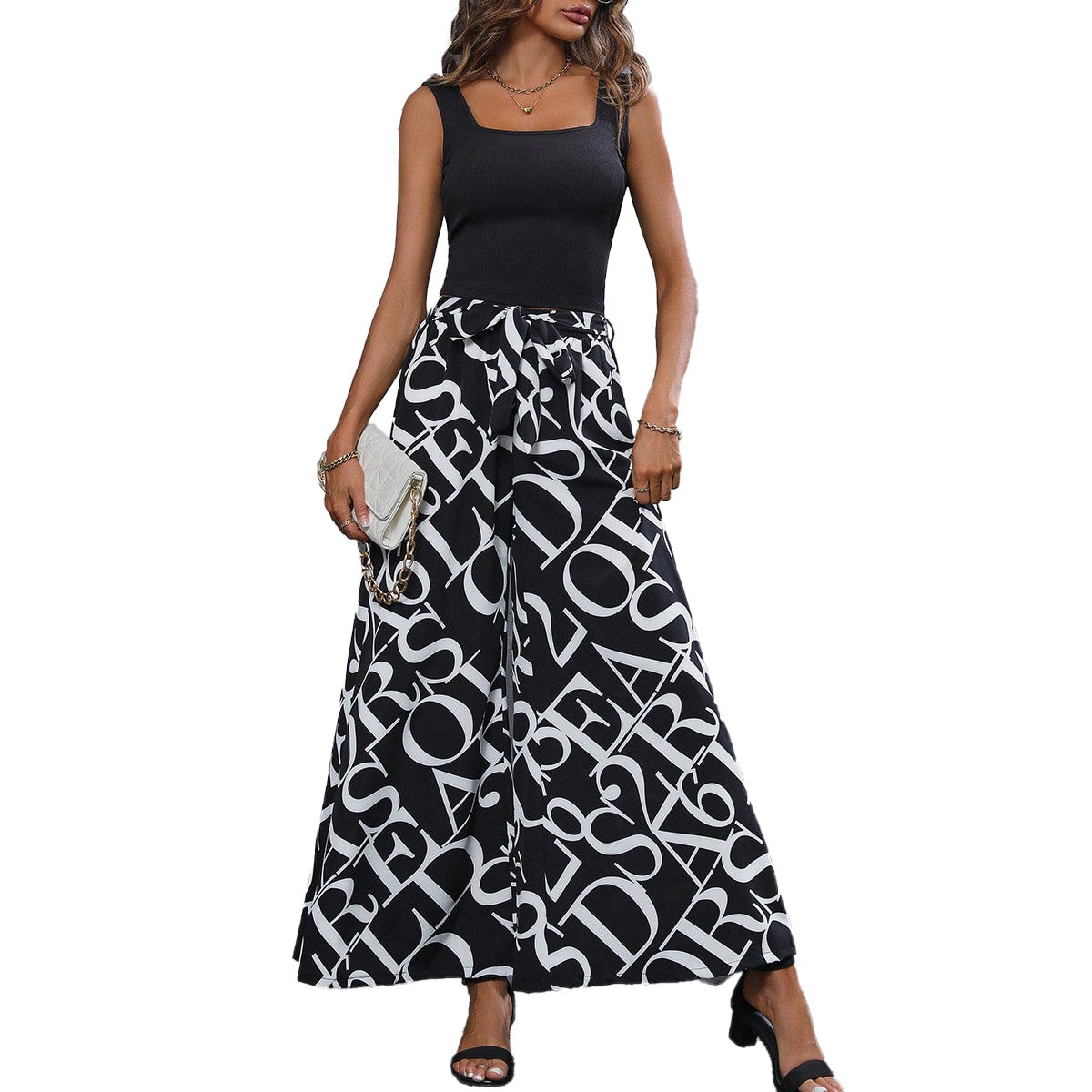 Loose-fit Womens Two-piece Set Off-Shoulder Jumpsuit With Wide-Leg Pants, Comfortable Summer Outfit