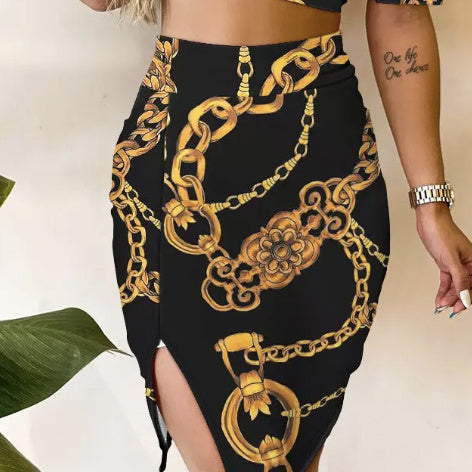Open-Belly Half-Skirt Outfit - US Only