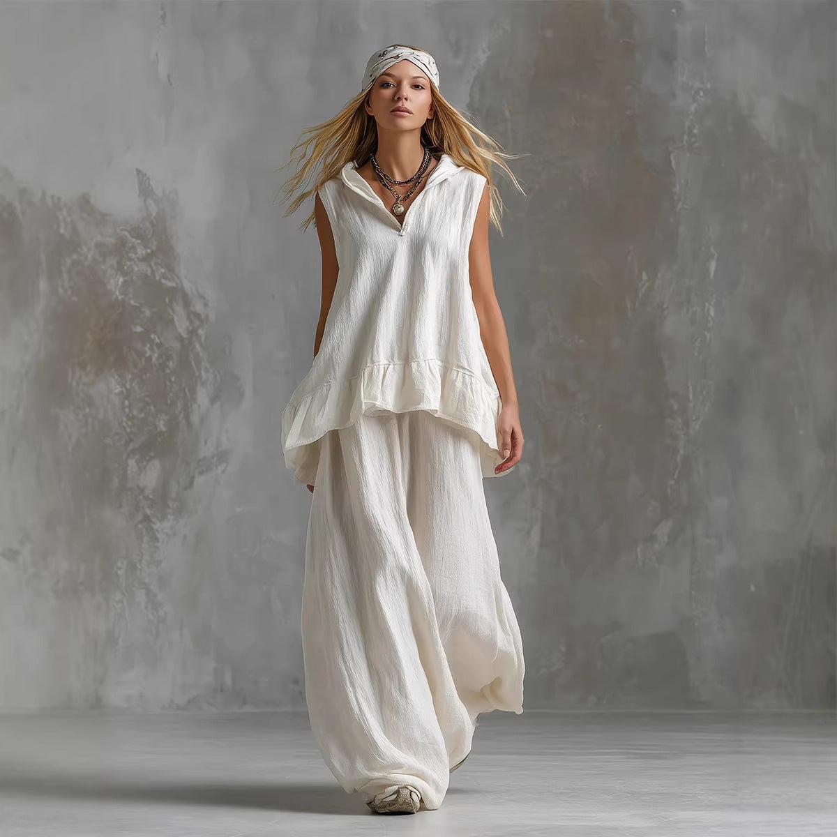 Sleeveless Top & Wide-Leg Pants Outfit