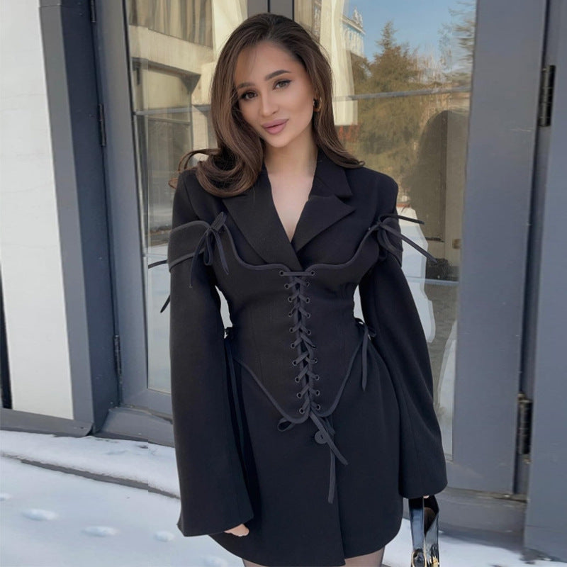 Women's Suit Collar Long-sleeved Woolen Coat