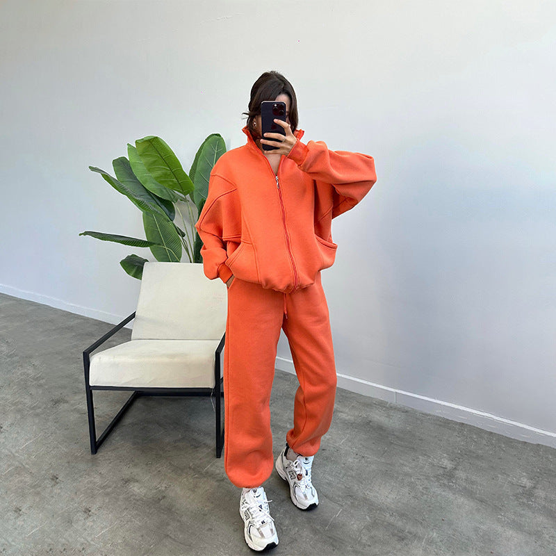 Stand-Up Collar Zipper Sports Outfit