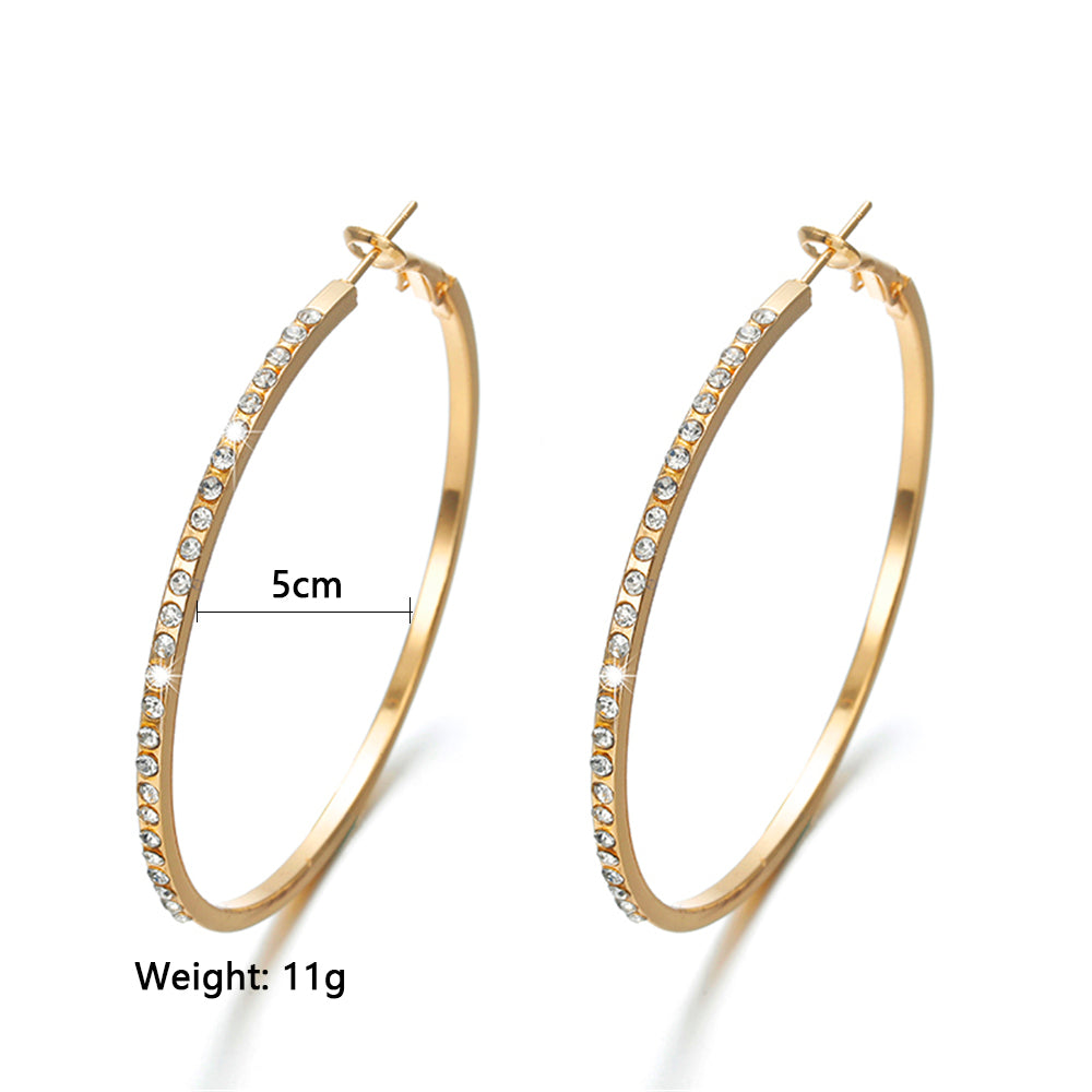 Women's Fashion Gold-Colour Hoop Earrings With Rhinestone