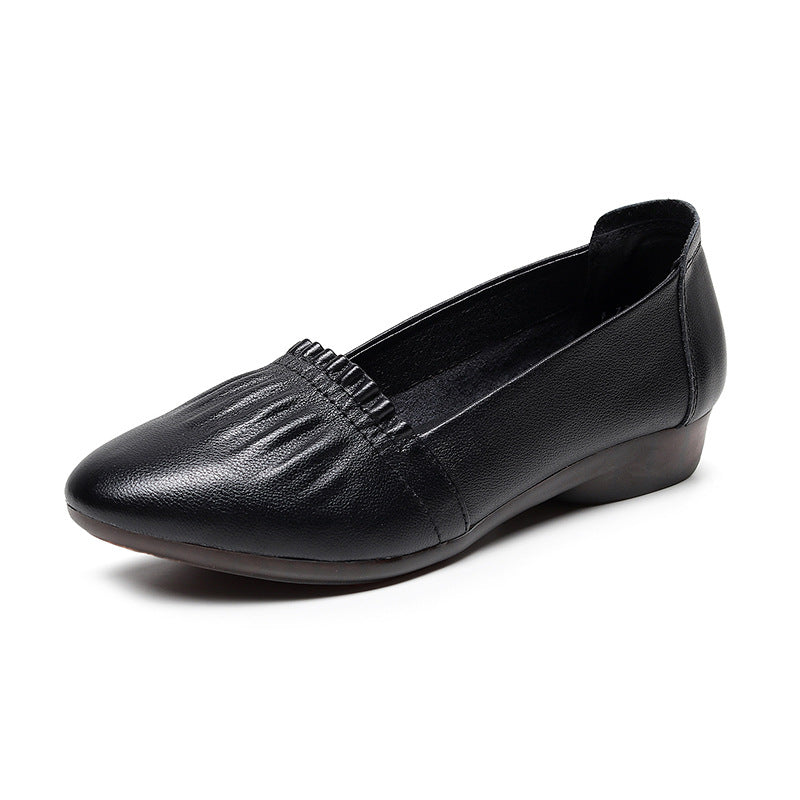 Flat Genuine Leather Office Lady Shoes