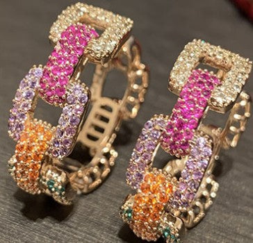 Sweet And Elegant Rainbow Hoop Earrings