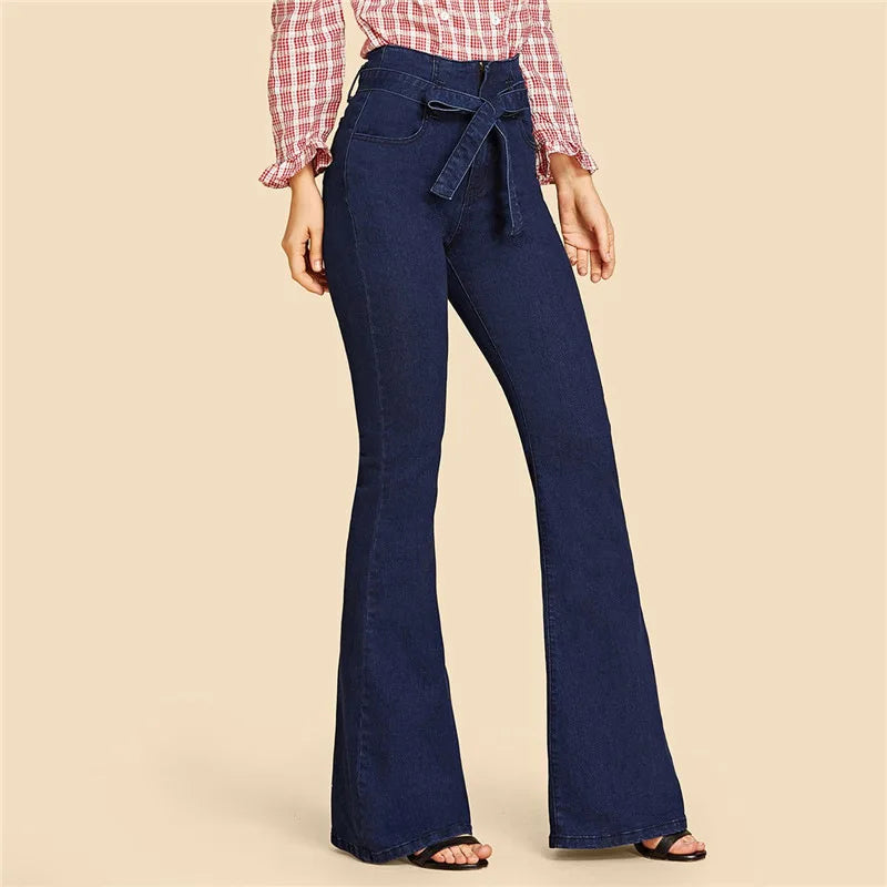 Tie-Waist Flare Jeans