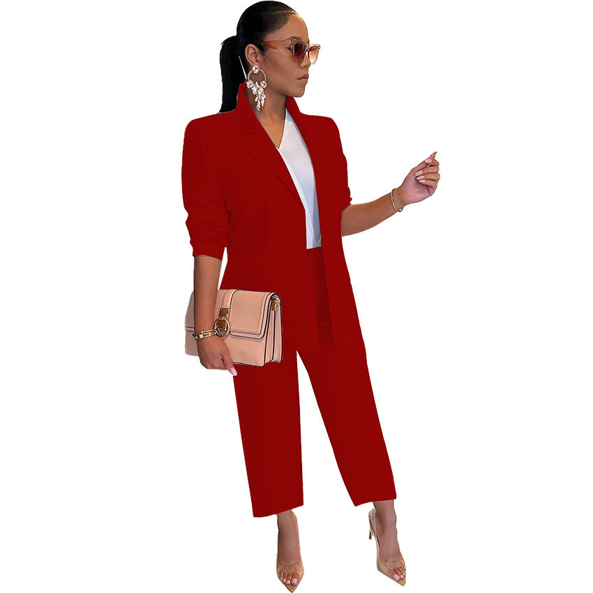 Solid Two-Piece Female Suit