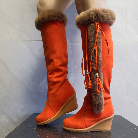 Winter Plush Long Boots For Women  - Combat Boots