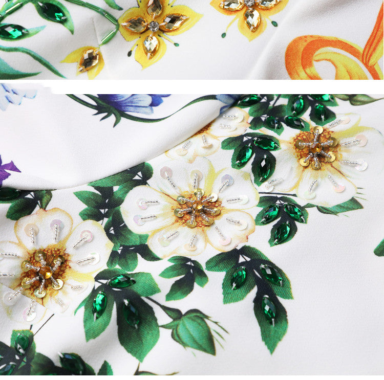 Summer Short-sleeved Floral Dress Pear Shape
