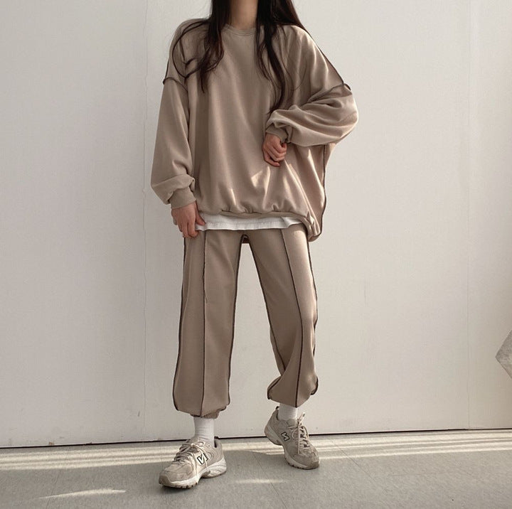 Womens Long-Sleeve Top And Pants Two-Piece Set Fashionable Casual Sportswear