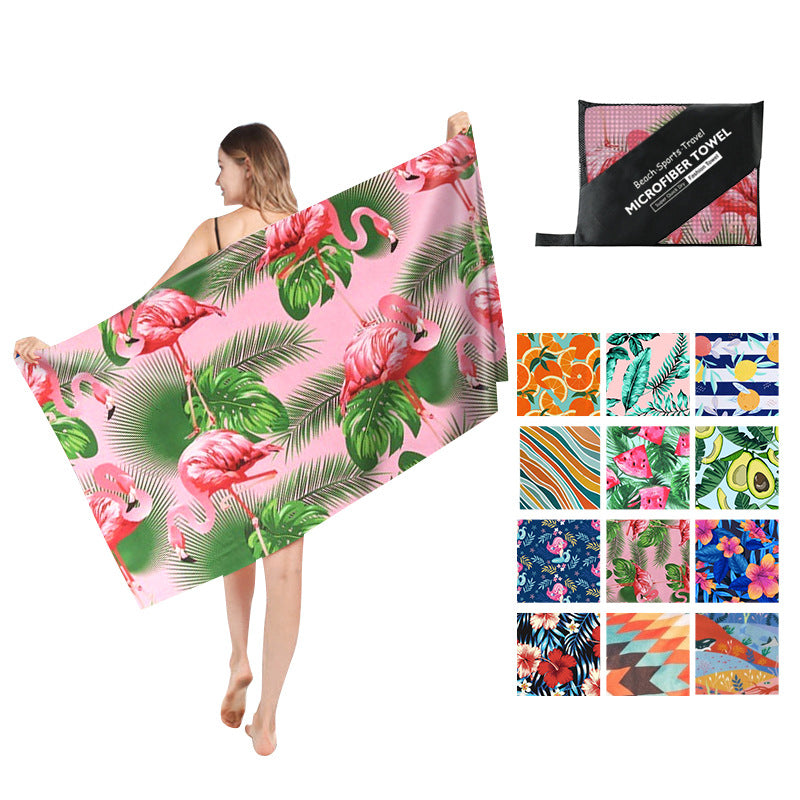 Printed Beach Towel - Microfibre Double-Sided Fleece Beach Towel