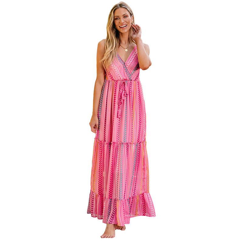 Sleeveless Women's Fashion Tassel Self-tie Dress