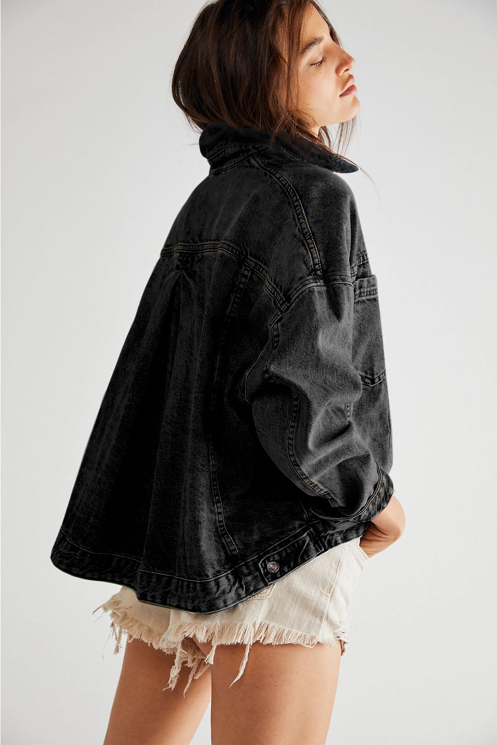 Women's Washed Oversize Pocket Denim Jacket