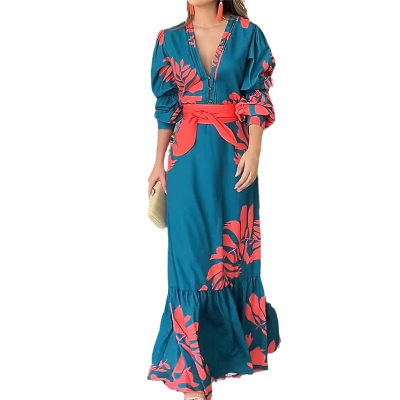 Bohemian Style Fashion Printed Long-Sleeve Dress