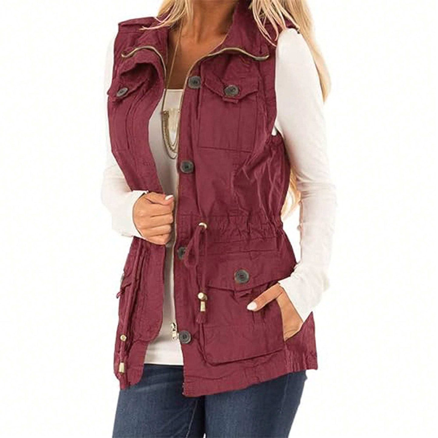 PiePieBuy Women's Casual Military Utility Vest - US Only