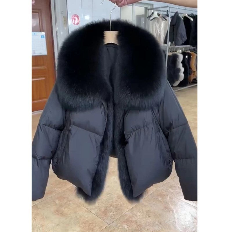 Loose Thick Cotton-Padded Fur-Collar Coat