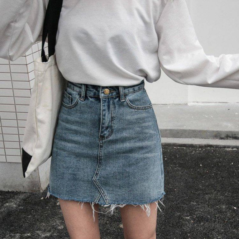 Gentillove Casual High-Waist Pencil Denim Skirt