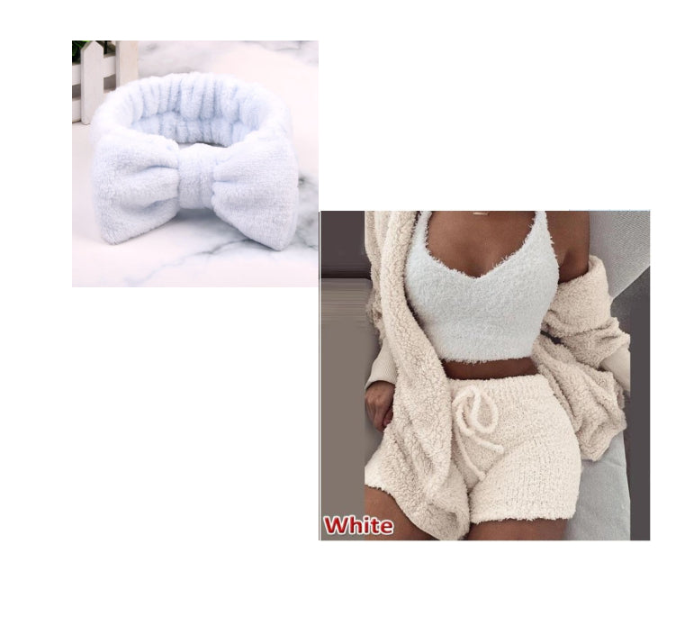 Fashionable Ladies' Plush Home Clothing - 3 Pieces