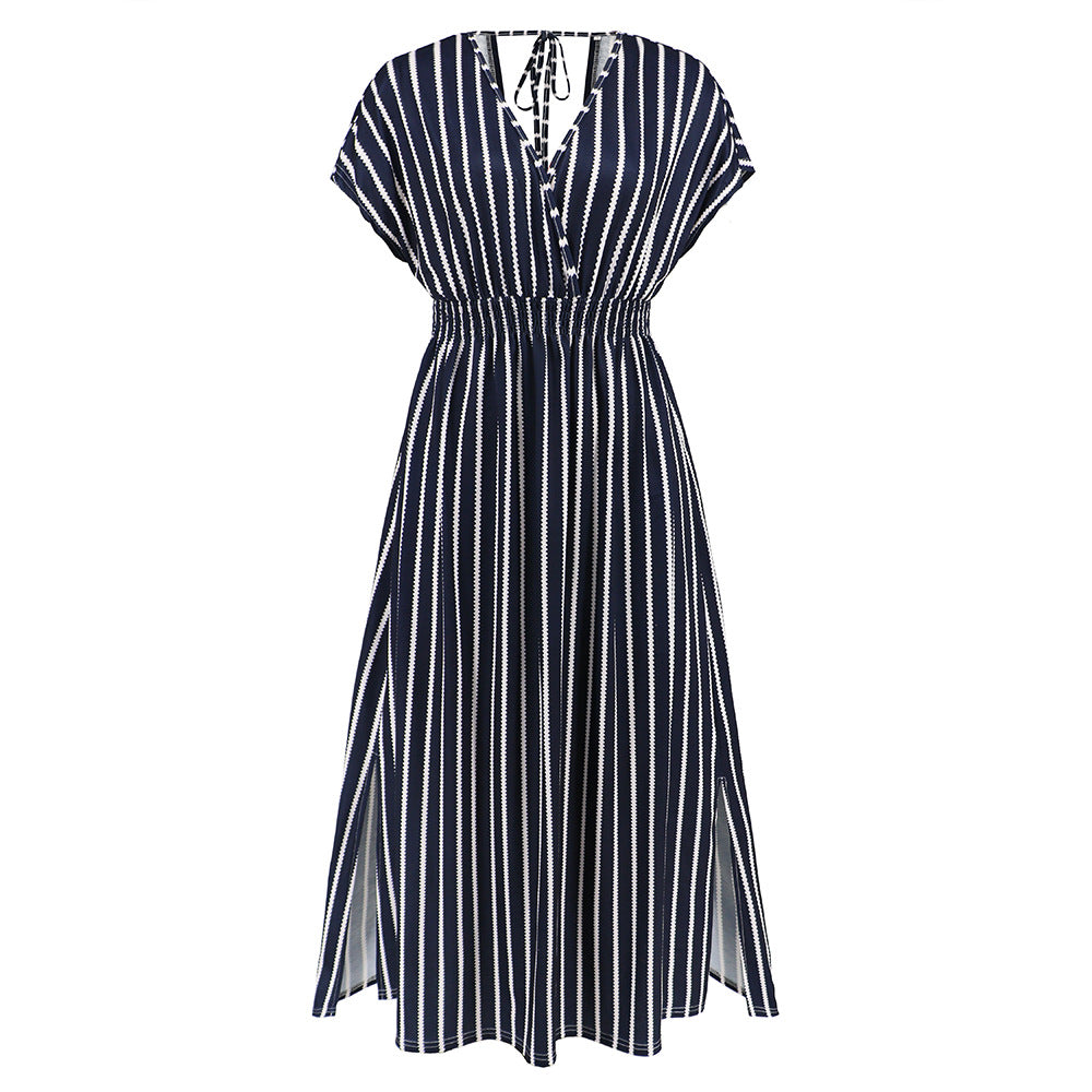 Relaxing Bat-Sleeves V-Neck Strap Dress For Women
