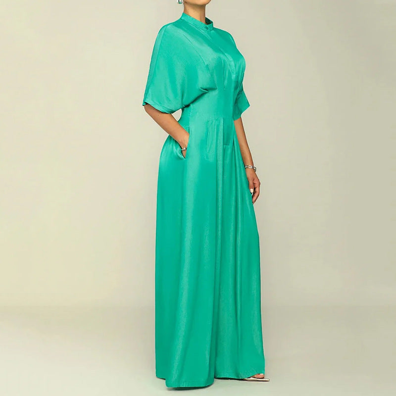 Bat-Sleeve Wide-Leg Jumpsuit