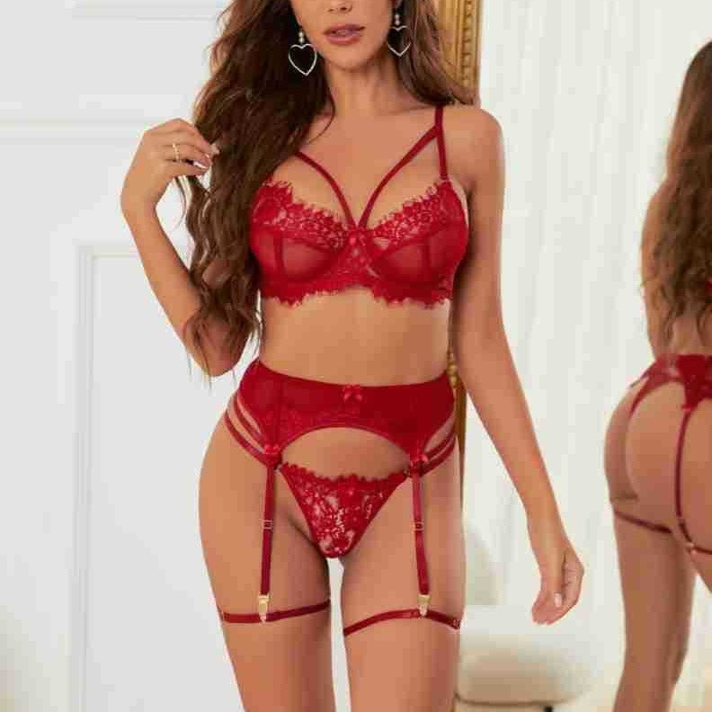 Women's Bra Set Garter Lace