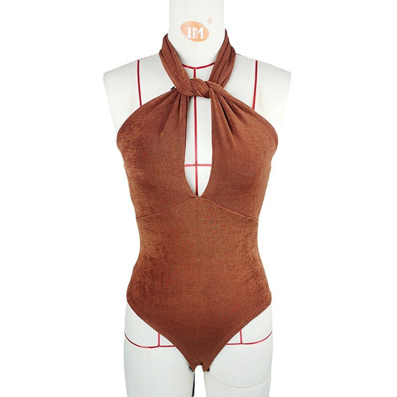Womens Sexy Slim-fit Halter Neck Sleeveless Jumpsuit
