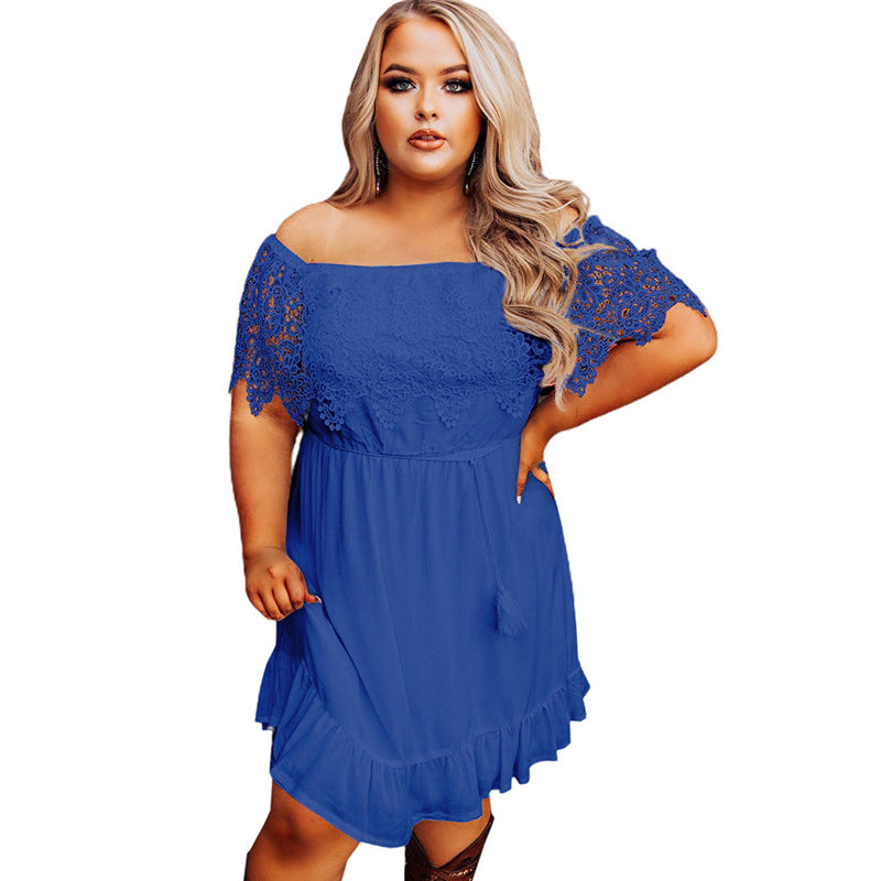 Black Lace Off-Shoulder Ruffled Dress
