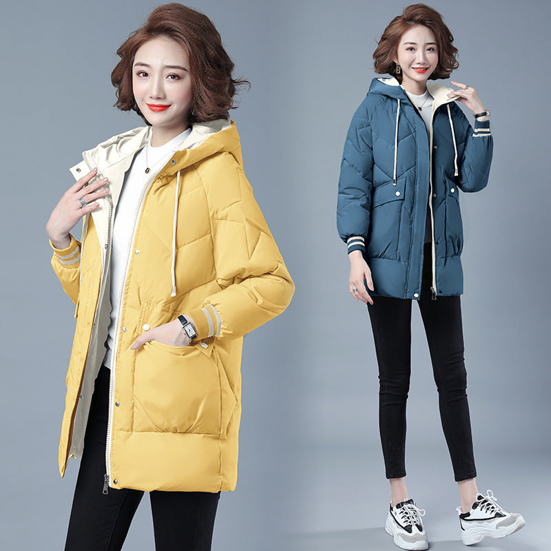 Warm Midi Loose Thickened Cotton Puffer Jacket For Women