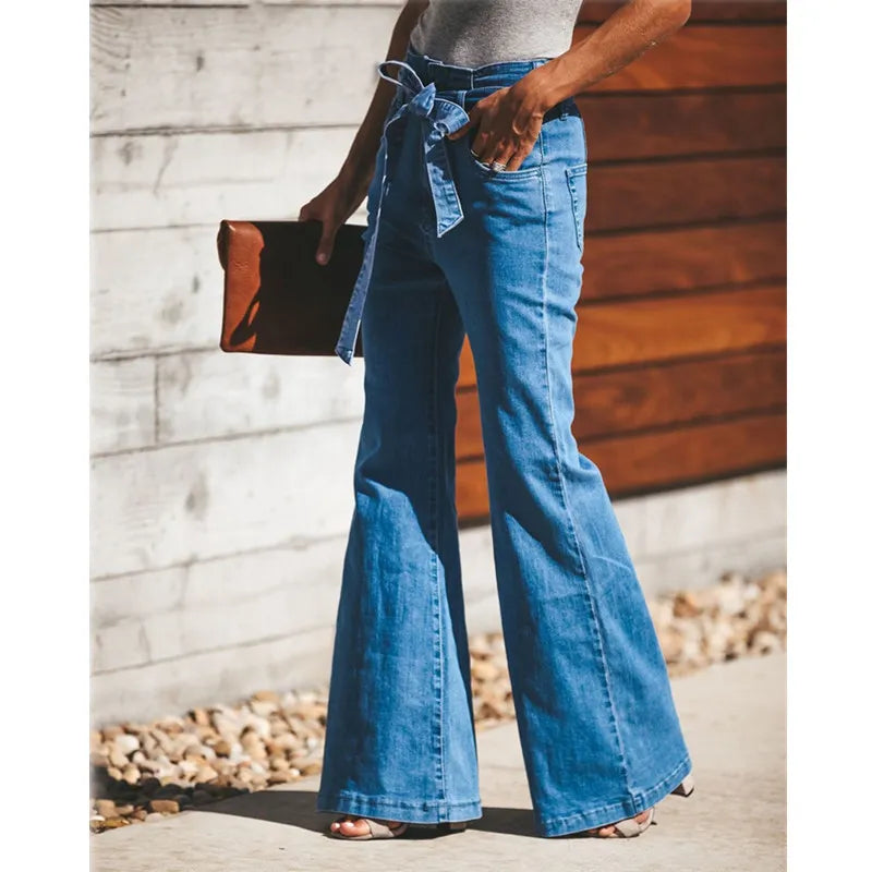 Tie-Waist Flare Jeans