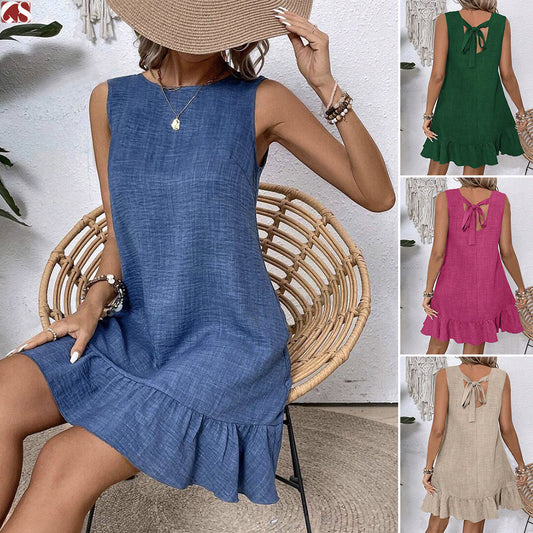 Ruffles Loose Sleeveless Short Dress