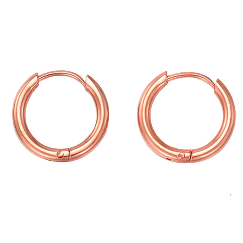 Simple Gold-Plated Hoop Stainless Steel Earrings For Women