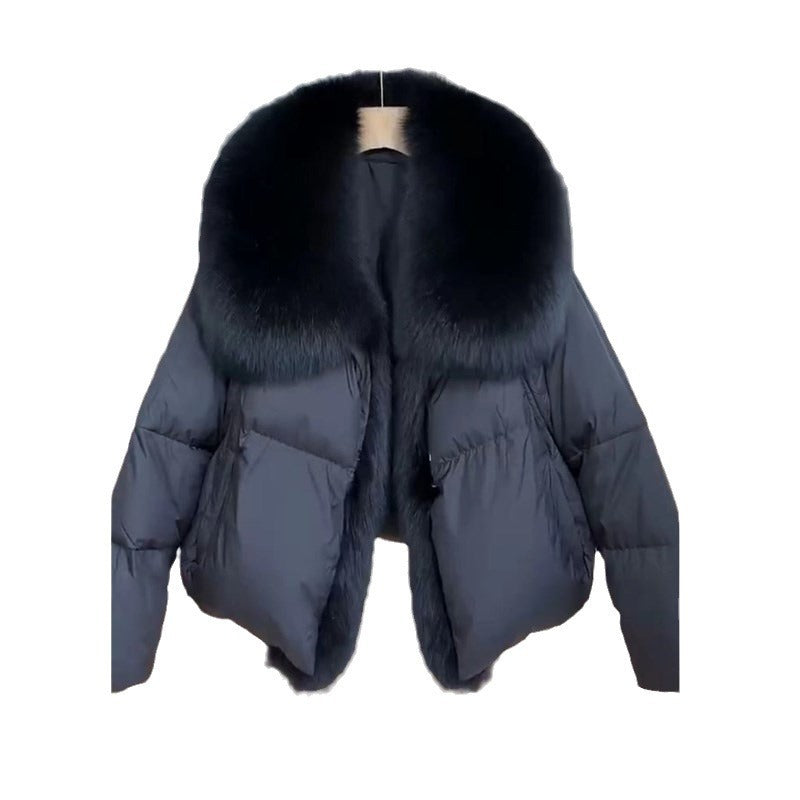 Loose Thick Cotton-Padded Fur-Collar Coat